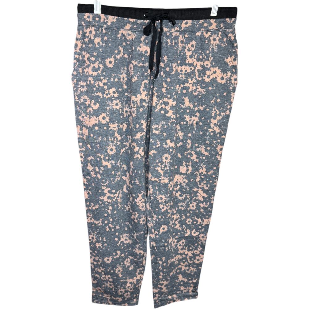 Cuddl Duds Comfortwear Slim Pants Black Stamp Floral Medium NWOT Pull-On Comfort